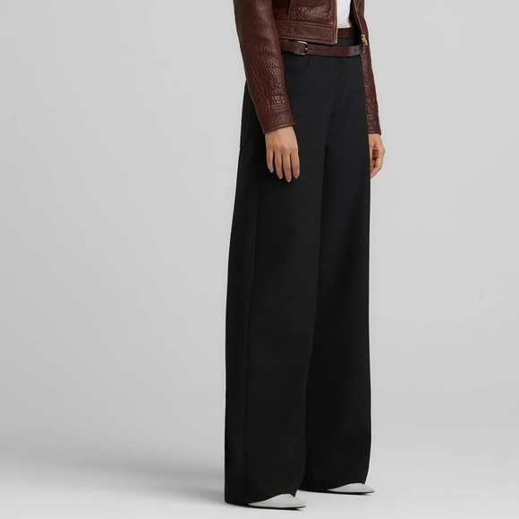 ST JOHN COLLECTION STRAIGHT KNIT PANT pleated pockets quietluxury dark academia - Picture 11 of 11